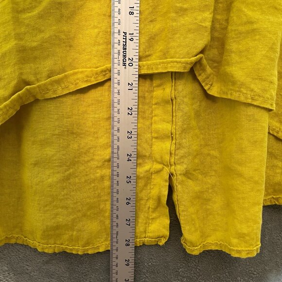 Terzo Millennio Italy Women Lagenlook Basic Linen Marigold Yellow Tunic Top L - Picture 8 of 10